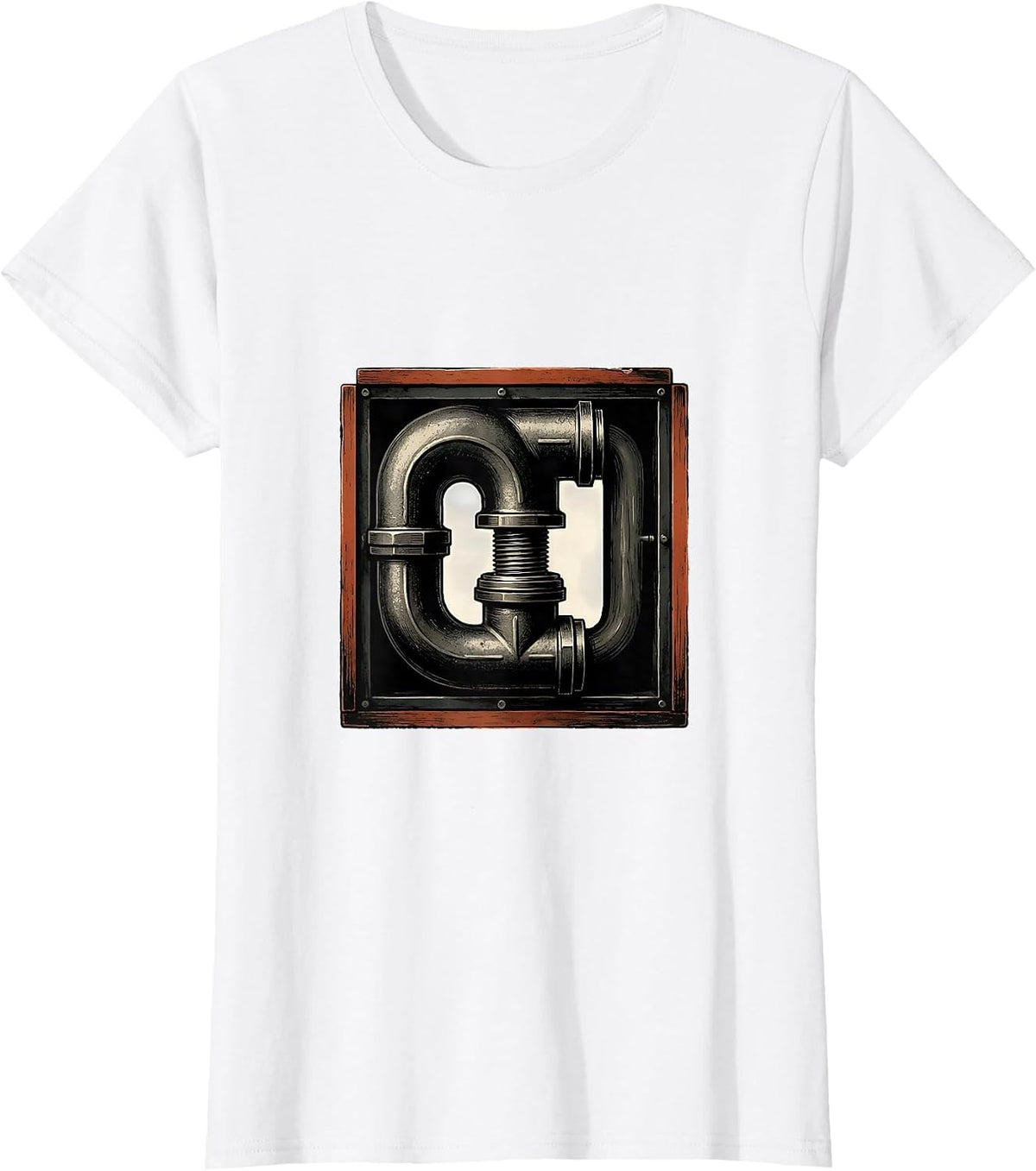 P-Trap Union Wood Type Letterpress Funny Plumber Gift T-Shirt - White