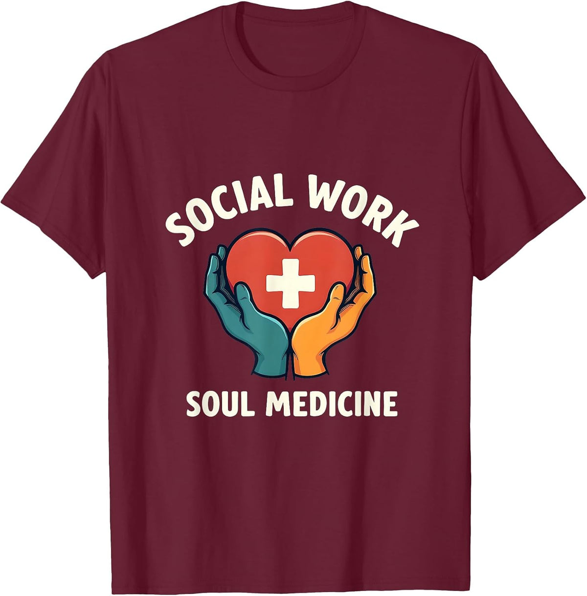 Social Work Soul Medicine Design T-Shirt - Burgundy