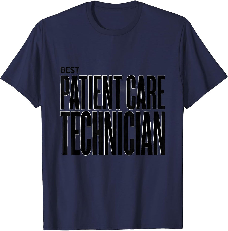 Best Patient Care Technician Funny PCT Healthcare Profession T-Shirt - Navy Blue