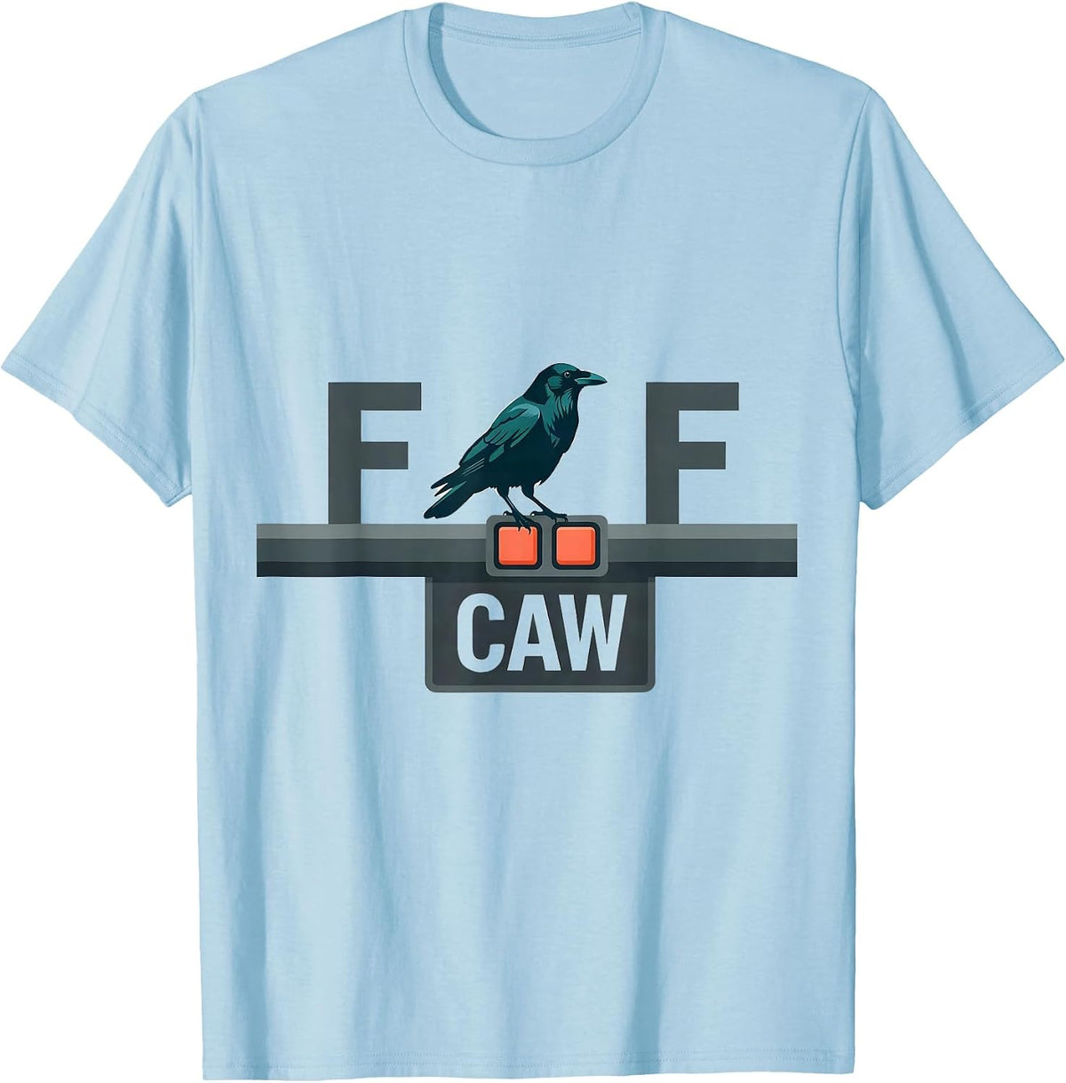 Men's F-CAW-F Funny Crow Meme Raven Lover Bird Fan Humor T-Shirt - Baby Blue