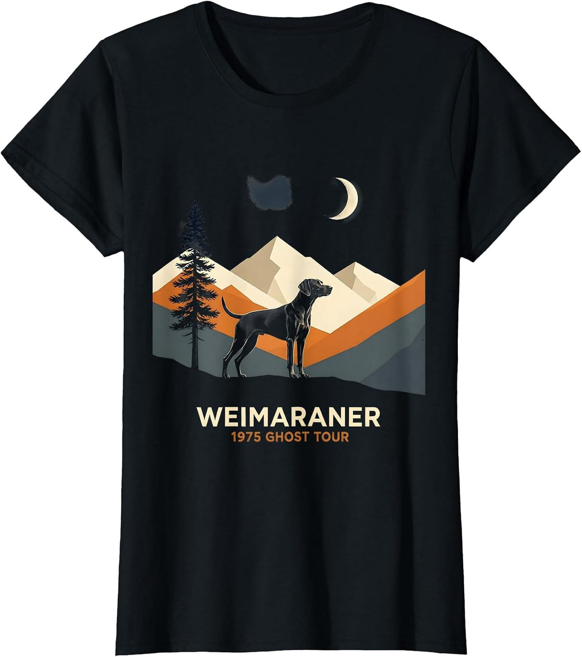 Weimaraner 1975 Ghost Tour Vintage Design T-Shirt - Black