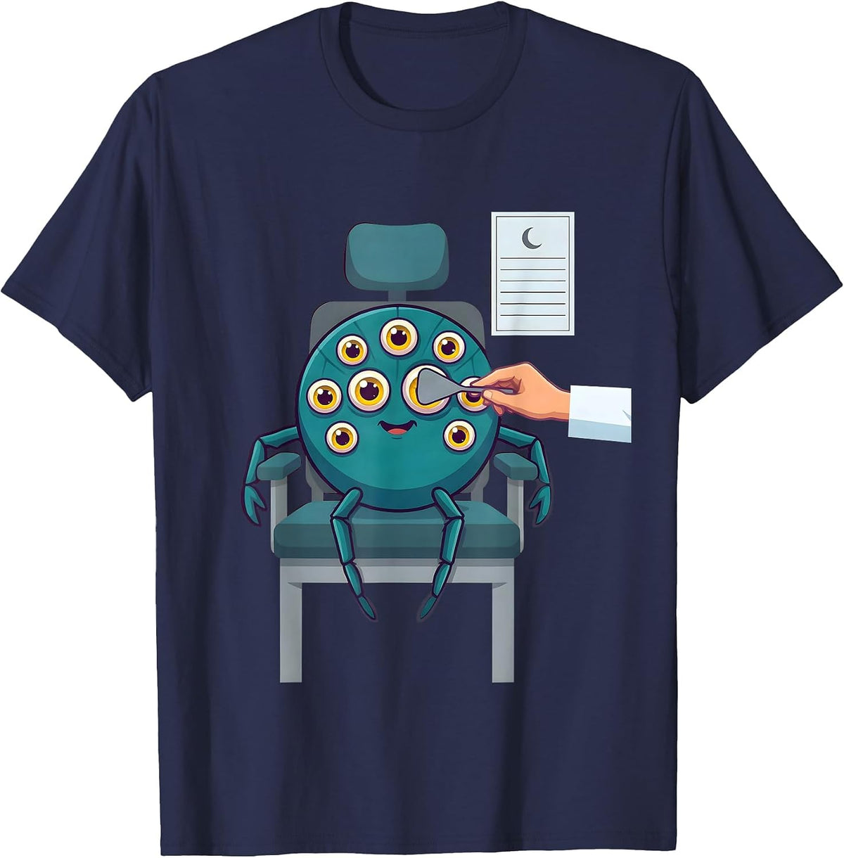 Friendly Spider Patient Optometrist Halloween Humor T-Shirt - Navy Blue