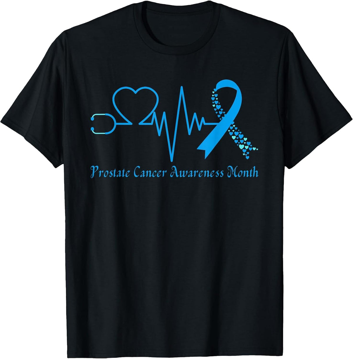 Prostate Cancer Awareness Month We Wear Light Blue Support T-Shirt - Black