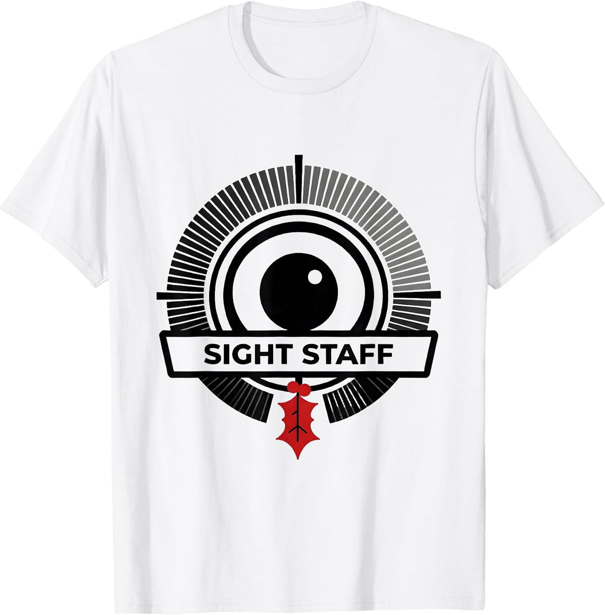 Men's Sight Staff Emblem Funny Optometrist Eye Doctor Christmas T-Shirt - White