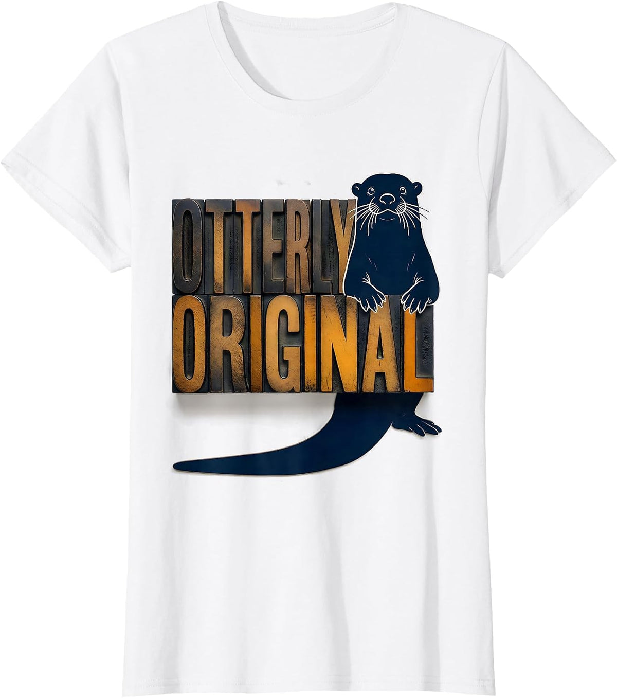 Women's Otterly Original Wood Type Letterpress Funny Otter Lover T-Shirt - White