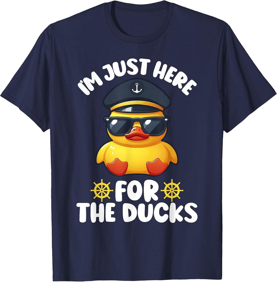 I'm Just Here for the Ducks Funny Cruising Matching Group T-Shirt - Navy Blue