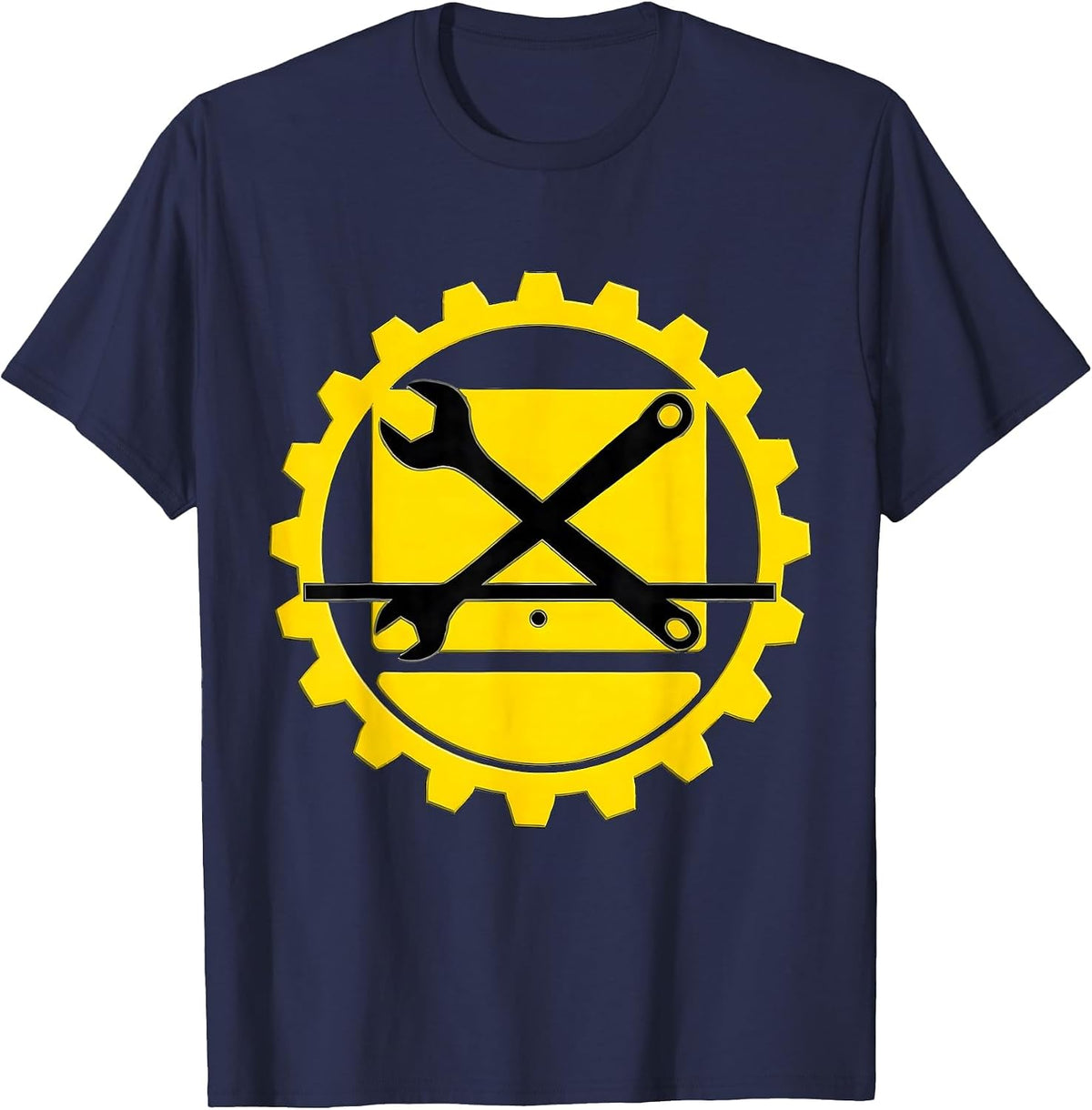 Maintenance Technician Badge Stencil Graphic Gift T-Shirt - Navy Blue
