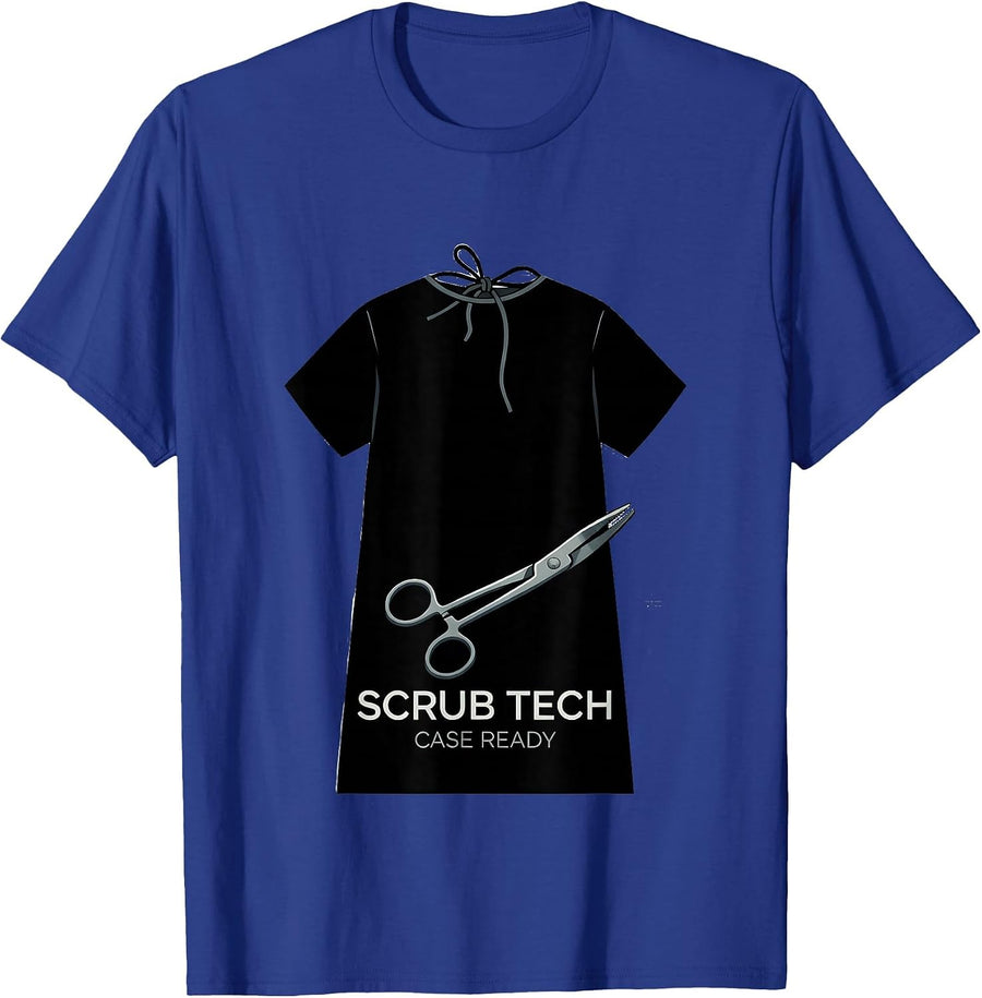 Scrub Tech Case Ready Monochromatic Surgical Tech T-Shirt - Royal Blue