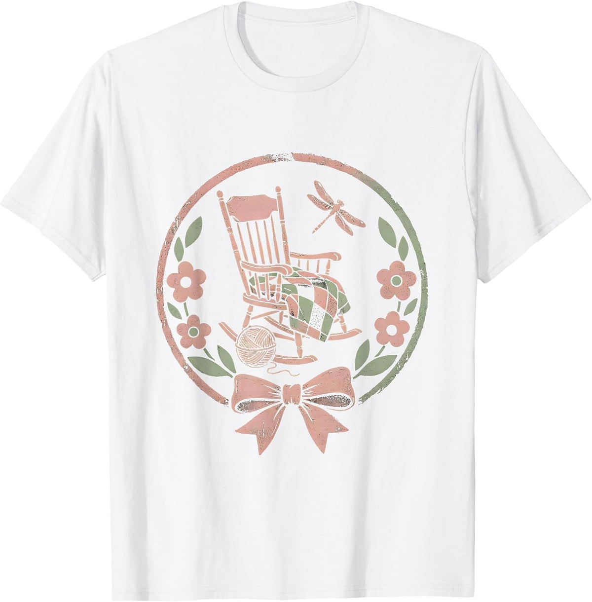 Men's Cozy Rocking Chair Knitting Mama Graphic T-Shirt - White