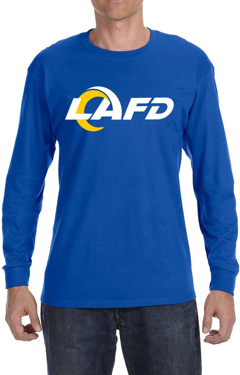 Long Sleeve Blue Los Angeles Fire Department FD Logo T-Shirt - As Pictured