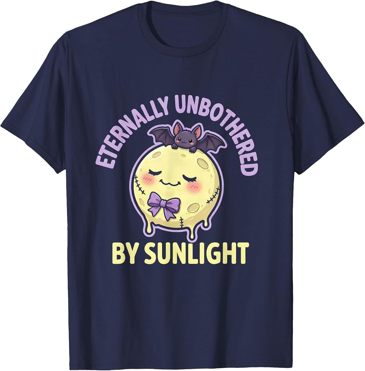 Men's Eternally Unbothered By Sunlight Goth Design T-Shirt - Navy Blue