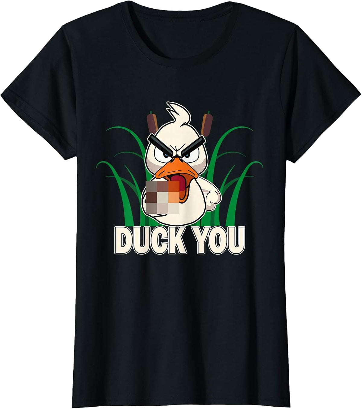 Duck You! Funny Duck with Middle Finger Saying T-Shirt - Black