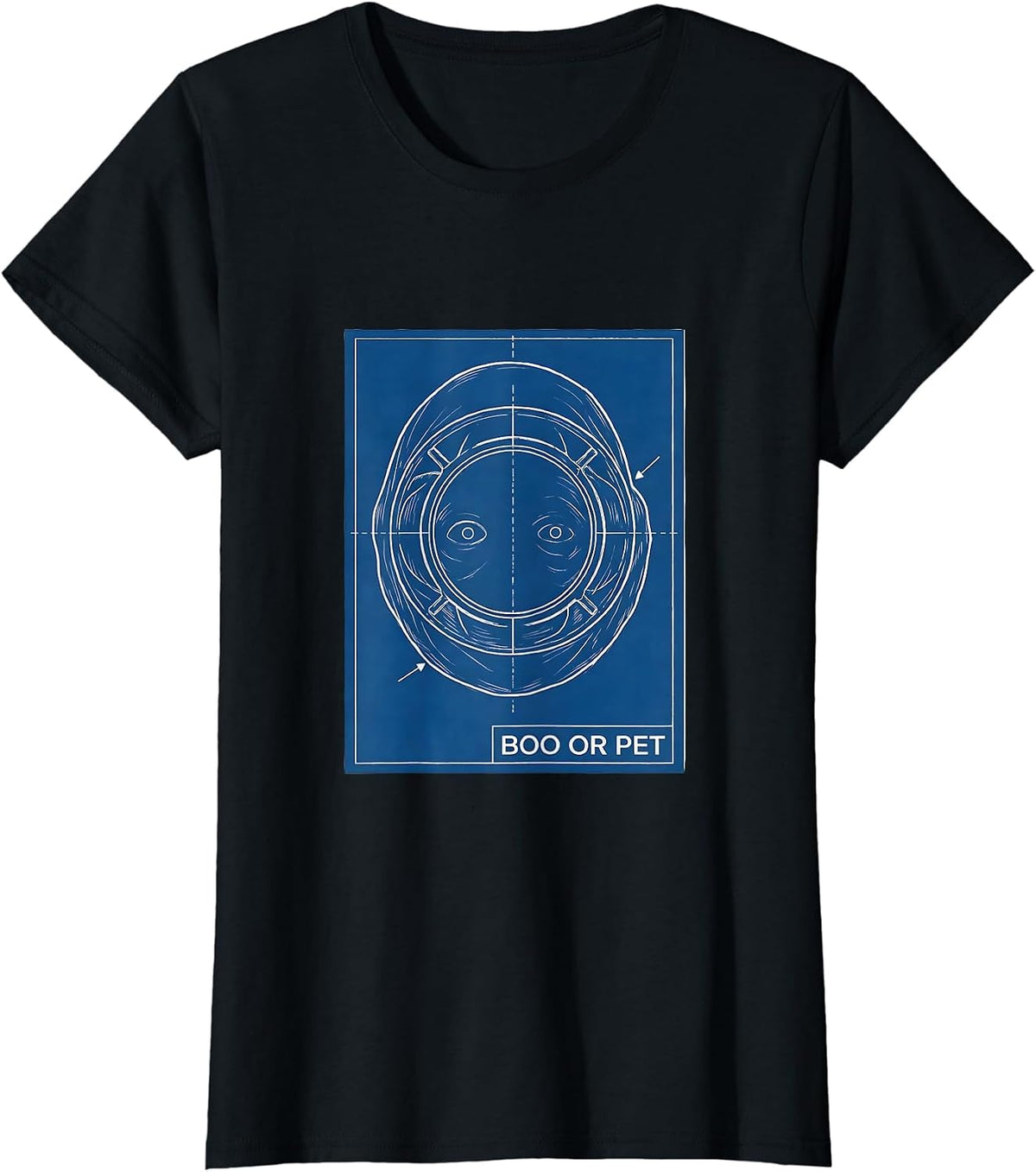 Women's Boo Or PET Technical Blueprint Radiology Tech Halloween T-Shirt - Black