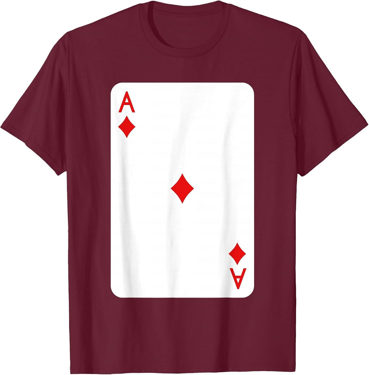 Ace of Diamonds Playing Cards Halloween Costume Casino Easy T-Shirt - Burgundy