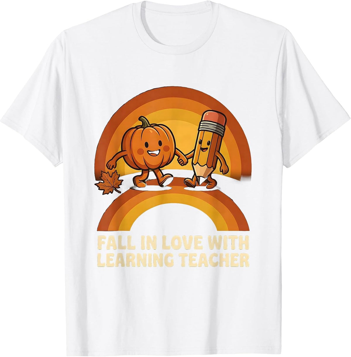 Men's Fall In Love With Learning Teacher Retro Whimsical Teacher T-Shirt - White