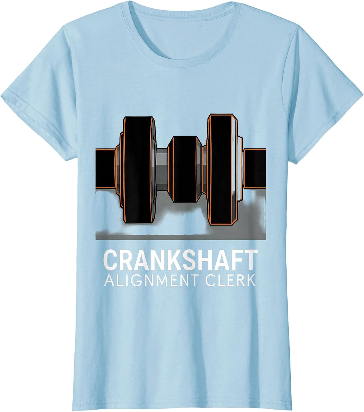 Women's Crankshaft Alignment Clerk Brutalist Car Guy Mechanic T-Shirt - Baby Blue