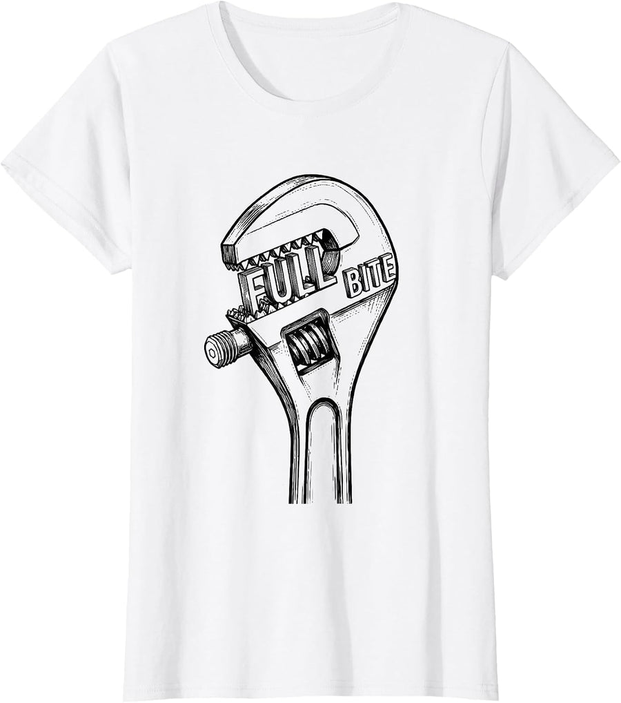 Women's Full Bite Oilfield Worker Rugged Occupational Pride Tough T-Shirt - White