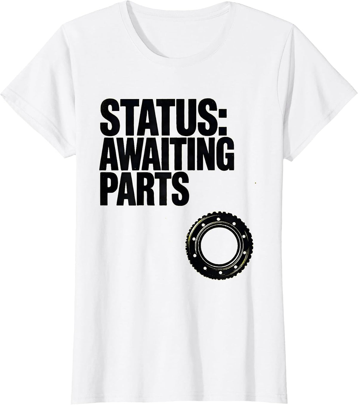 STATUS: AWAITING PARTS Funny Mechanic Skeleton Auto Repair T-Shirt - White