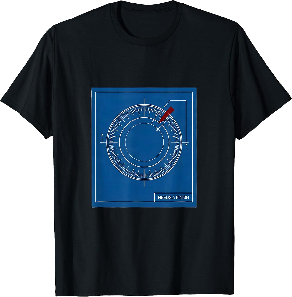 Men's Needs A Finish Technical Blueprint Funny Chef Gift T-Shirt - Black