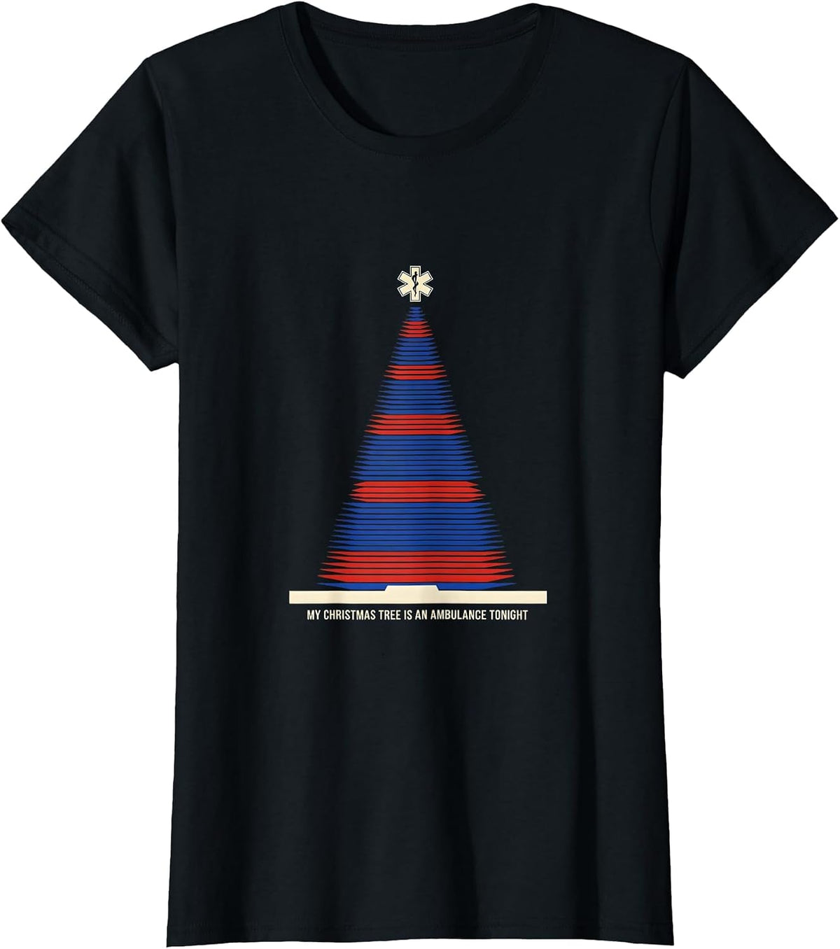 Women's My Christmas Tree Is An Ambulance Tonight Funny EMT T-Shirt - Black