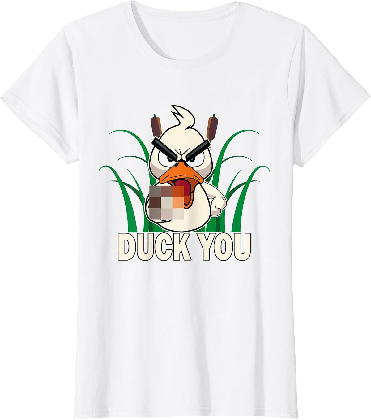Duck You! Funny Duck with Middle Finger Saying T-Shirt - White