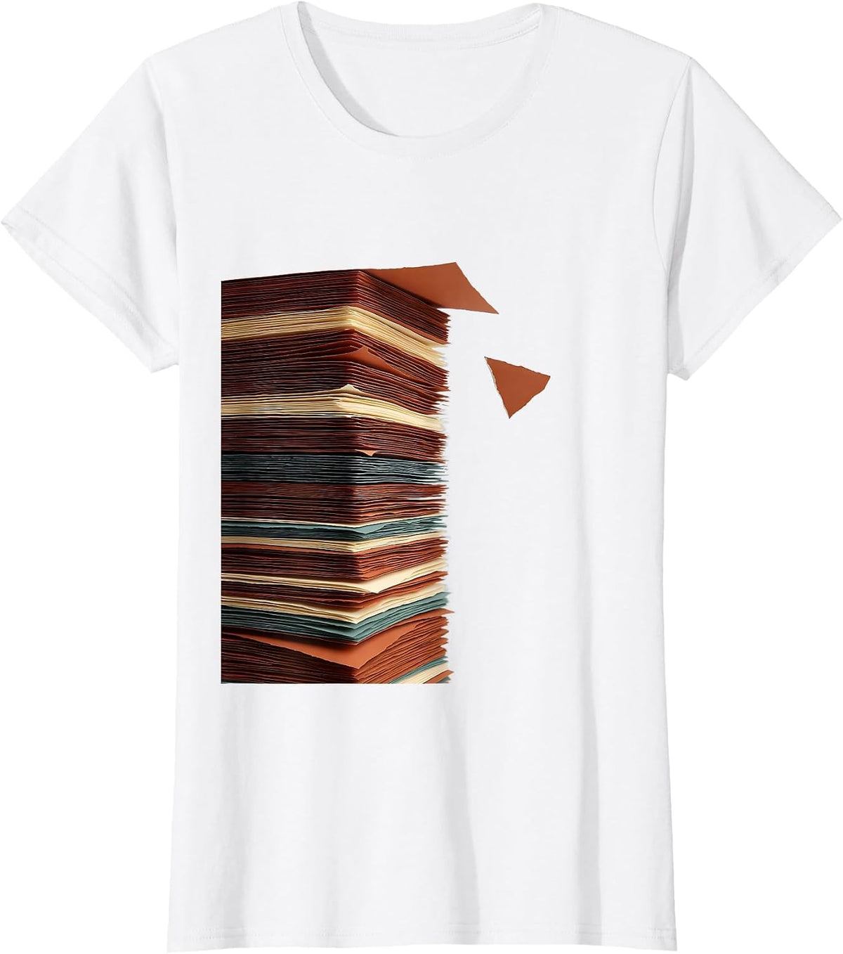 Layered Ledger Paper Cutout History Teacher Classroom Humor T-Shirt - White