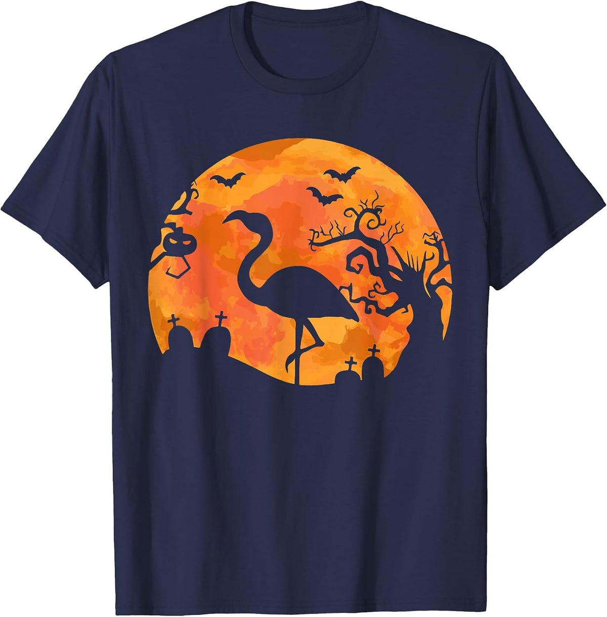 Spooky Flamingos for Halloween Flamingo Women T-Shirt - Navy Blue