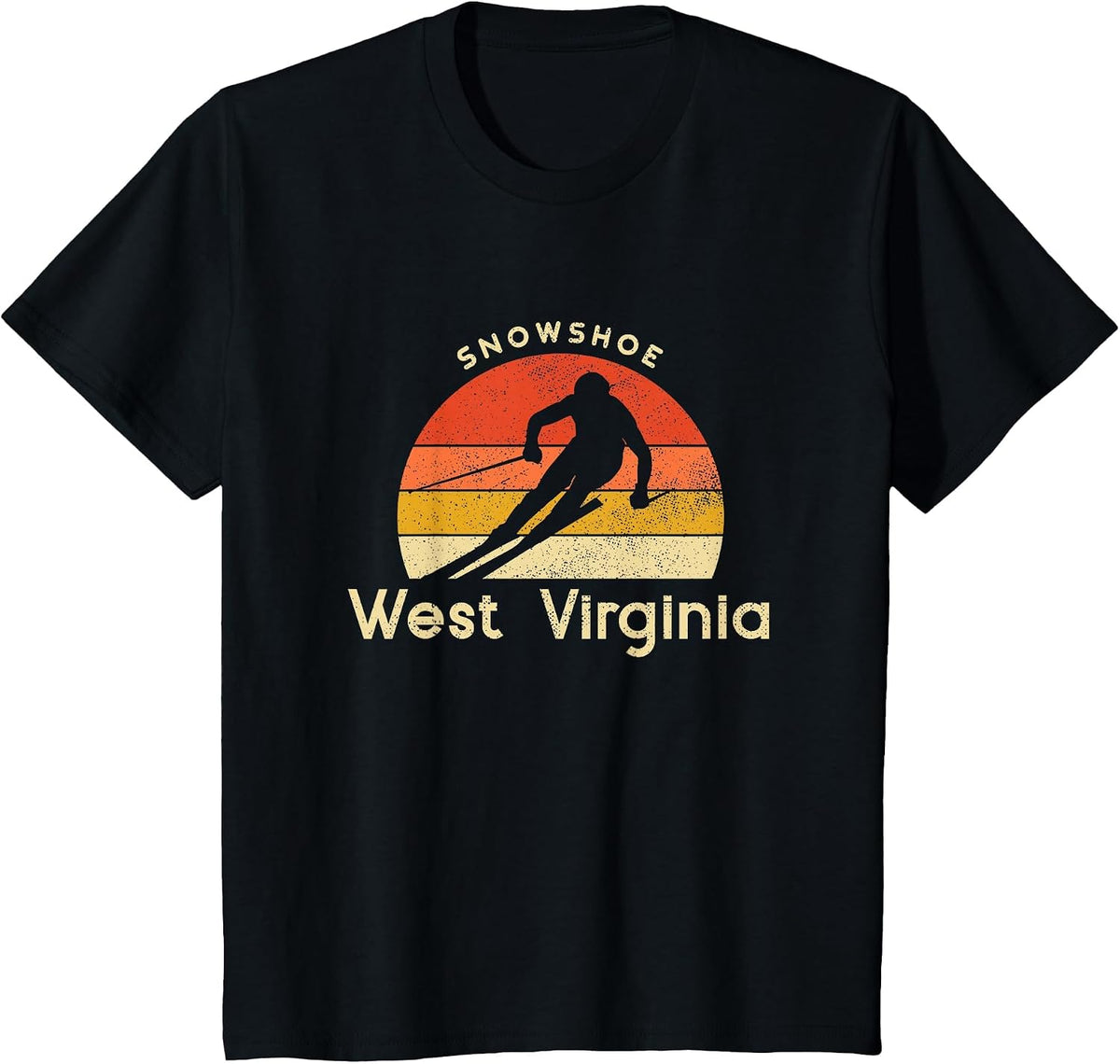 Vintage Ski Snowshoe West Virginia Mountain T-Shirt - Black
