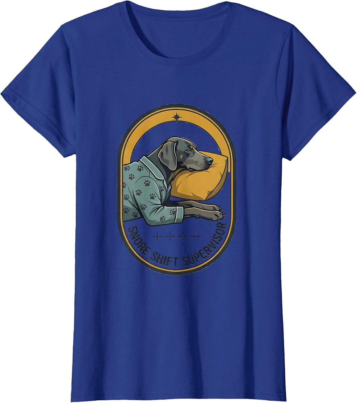 Women's Snore Shift Supervisor Funny Sleepy Weimaraner Pajama Men T-Shirt - Royal Blue