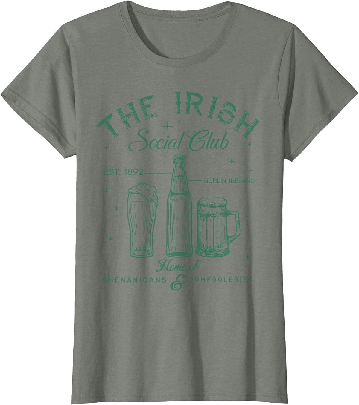 Retro The Irish Social Club Drunk St. Patrick's Day Outfit T-Shirt - Olive Heather