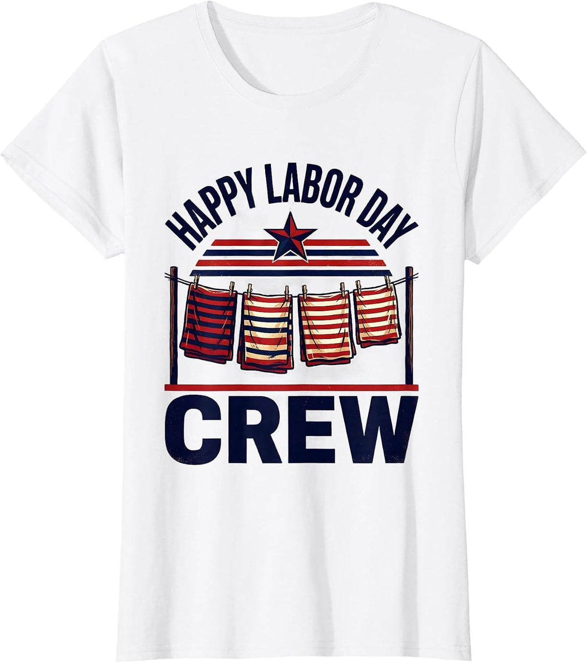 Happy Labor Day Crew Patriotic Americana Tribute T-Shirt - White
