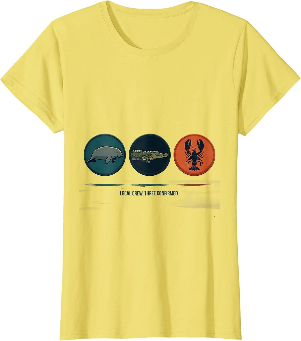 Women's Local Crew Three Confirmed Vintage Florida Manatee Alligator T-Shirt - Lemon Yellow