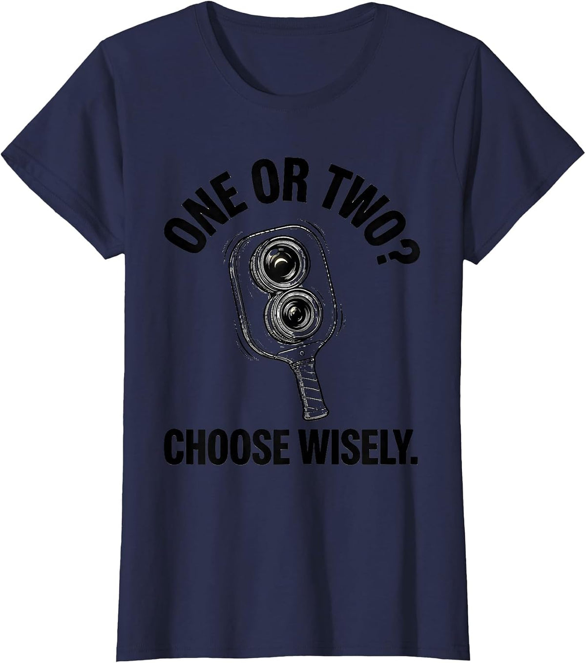 Women's One Or Two? Choose Wisely Funny Optometrist Halloween Eye T-Shirt - Navy Blue