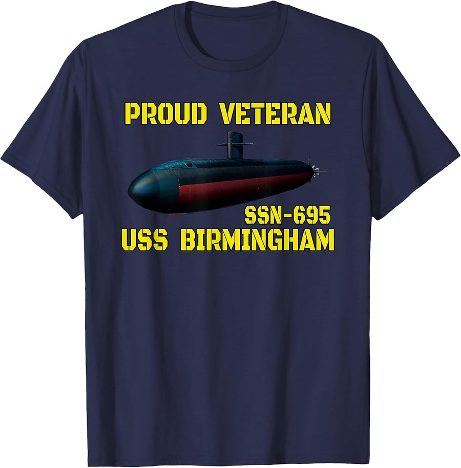 USS Birmingham SSN-695 Submarine Veterans Day Father Grandpa T-Shirt - Navy Blue