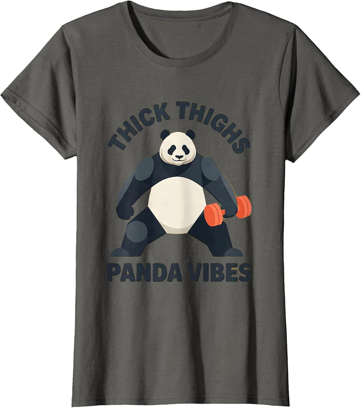 Women's Thick Thighs Panda Vibes Iron Panda Fitness T-Shirt - Asphalt Grey