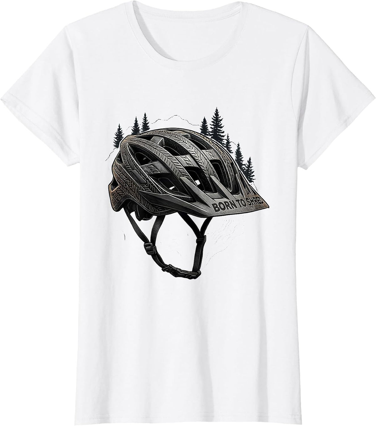 Born to Shred Mountain Bike Graphic Design T-Shirt - White