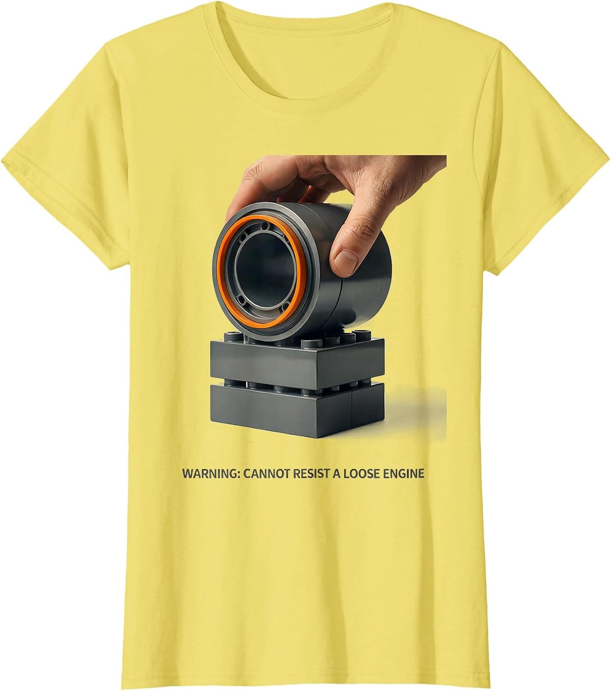 Warning: Cannot Resist A Loose Engine Editorial Conceptual T-Shirt - Lemon Yellow