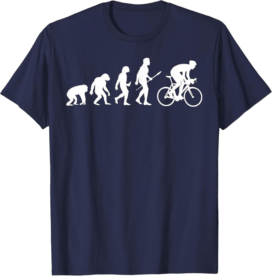 Cycling Evolution Funny Cycling Shirts Men Women Kids Biking T-Shirt - Navy Blue