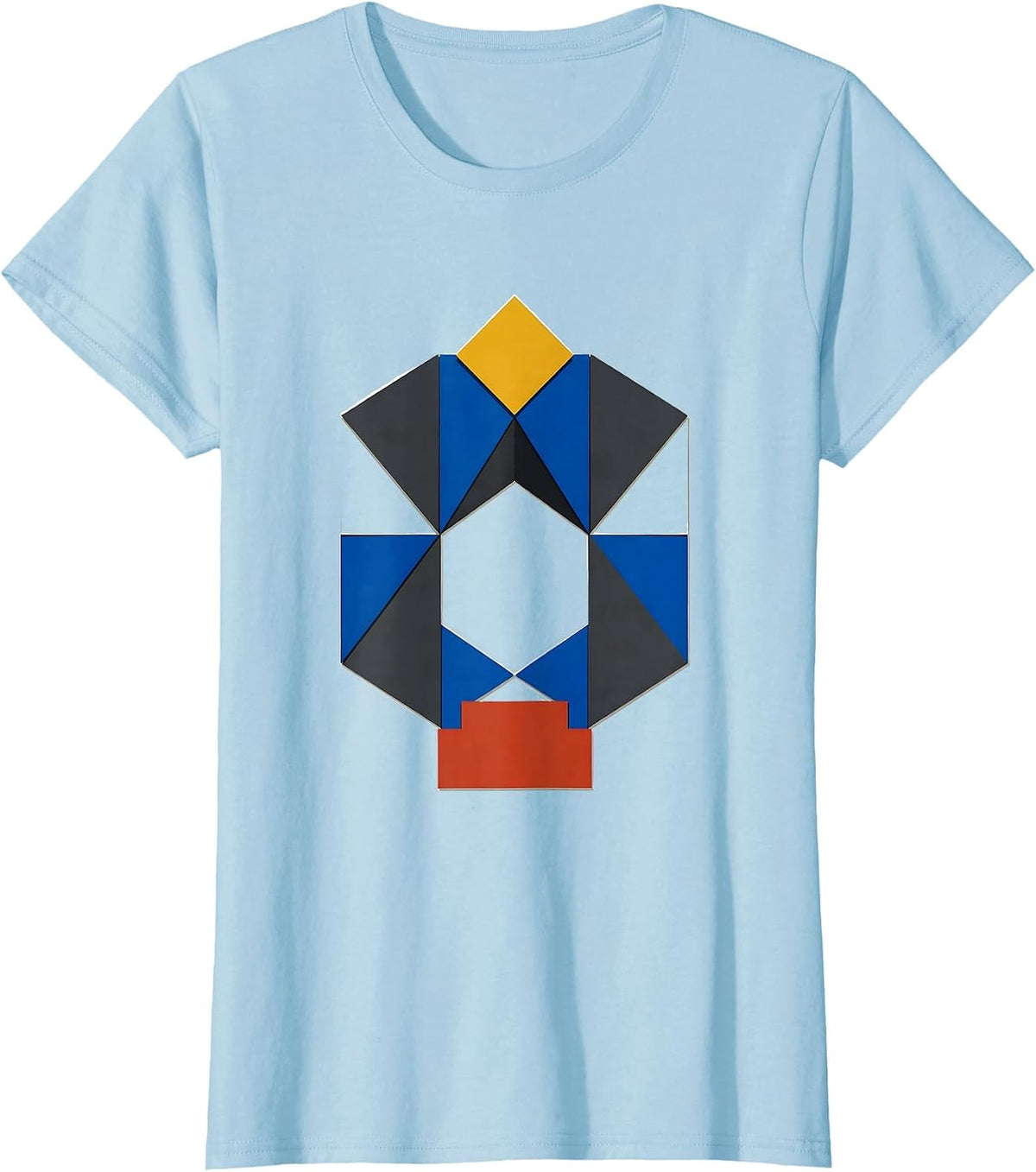 Interlocking Bridge Block Builder Quilt Patchwork T-Shirt - Baby Blue