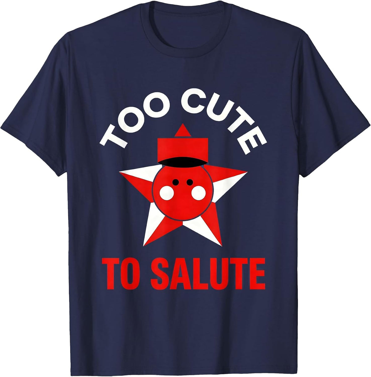 Too Cute to Salute Kids Red White and Blue T-Shirt - Navy Blue