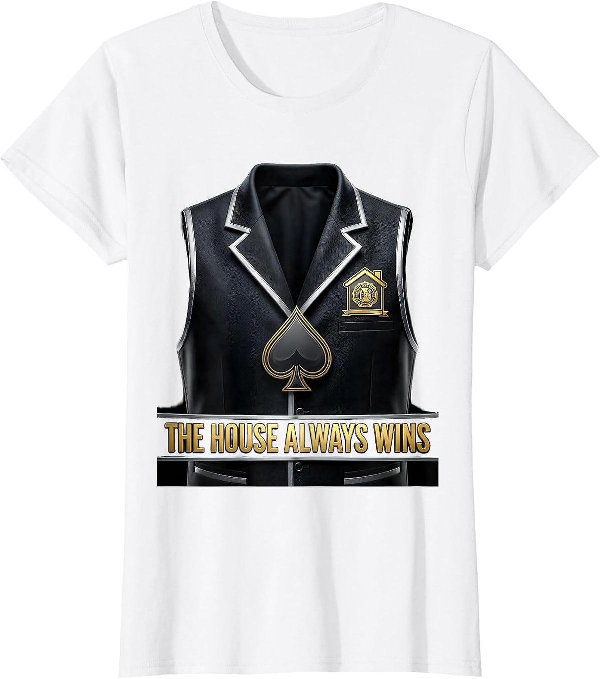 Women's The House Always Wins Casino Dealer Poker Costume Halloween T-Shirt - White