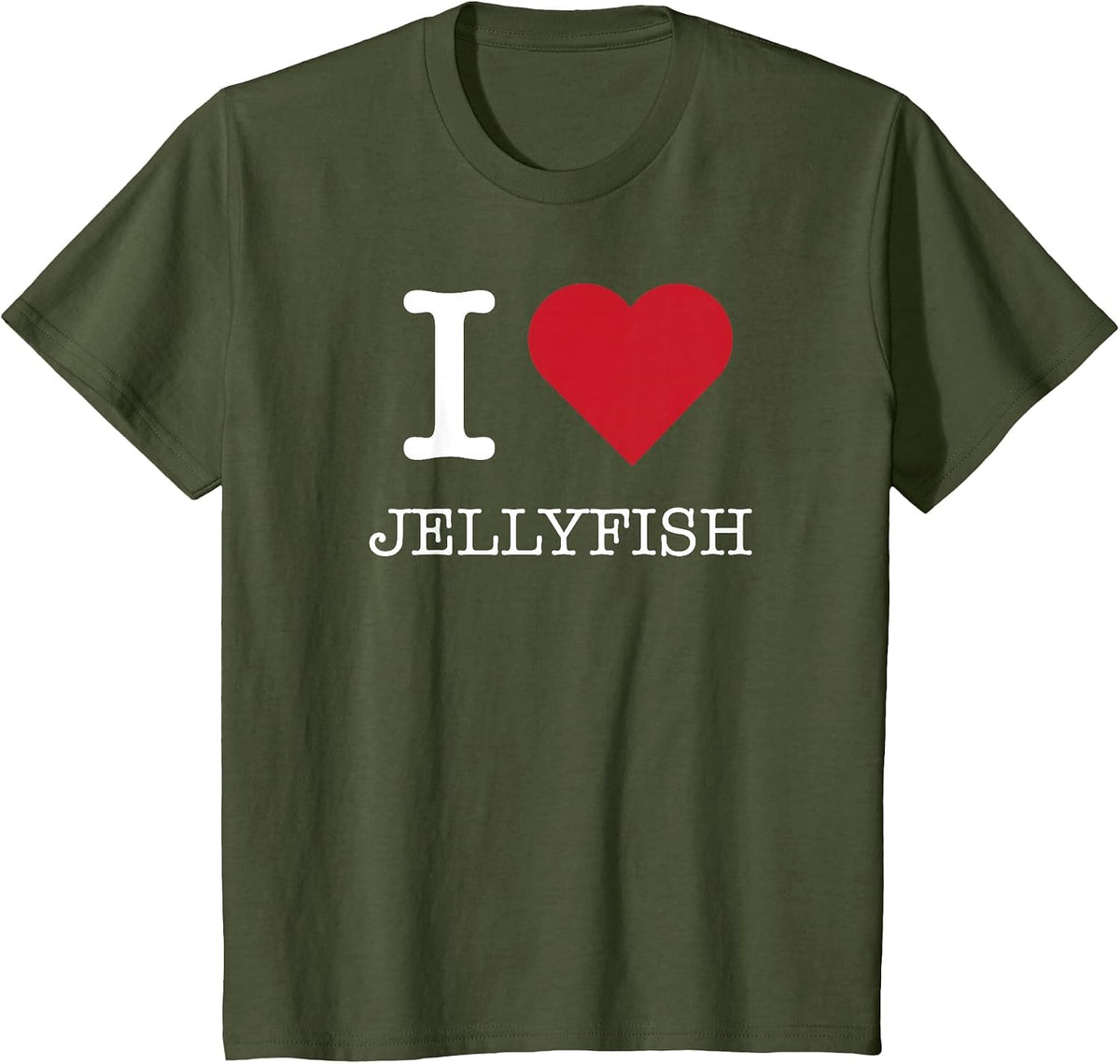 I Heart Jellyfish, I Love Jellyfish T-Shirt - Olive Green
