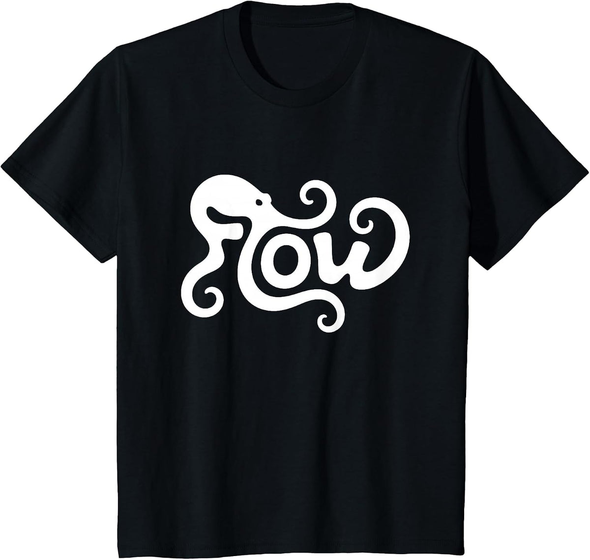 Flow Octopus Word Art - Flow State Calm & Creativity T-Shirt - Black