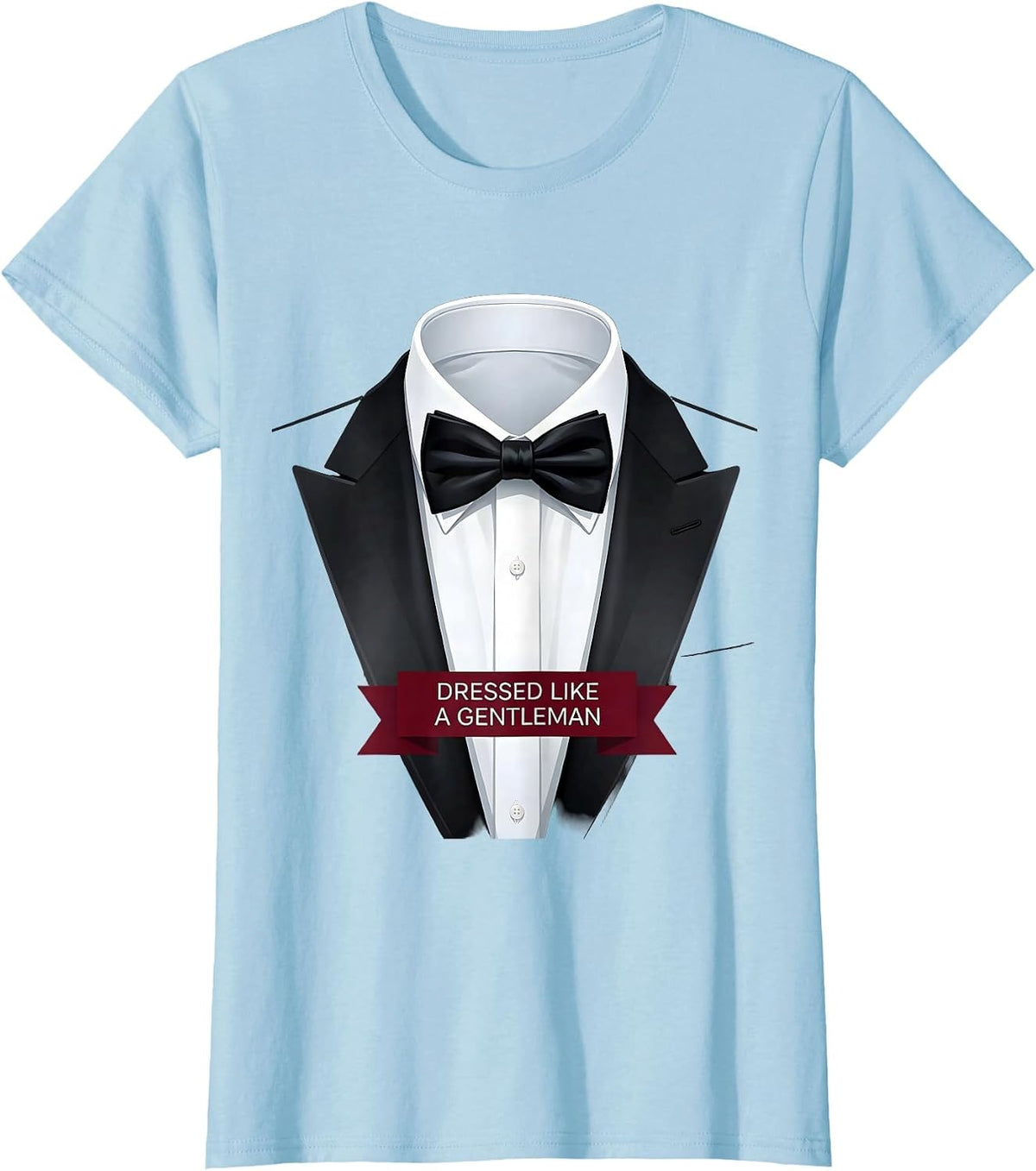 Dressed Like A Gentleman Tuxedo Design T-Shirt - Baby Blue