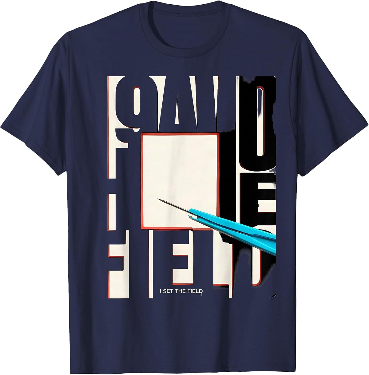 Men's I Set The Field New Wave Surgical Tech Occupational Pride T-Shirt - Navy Blue