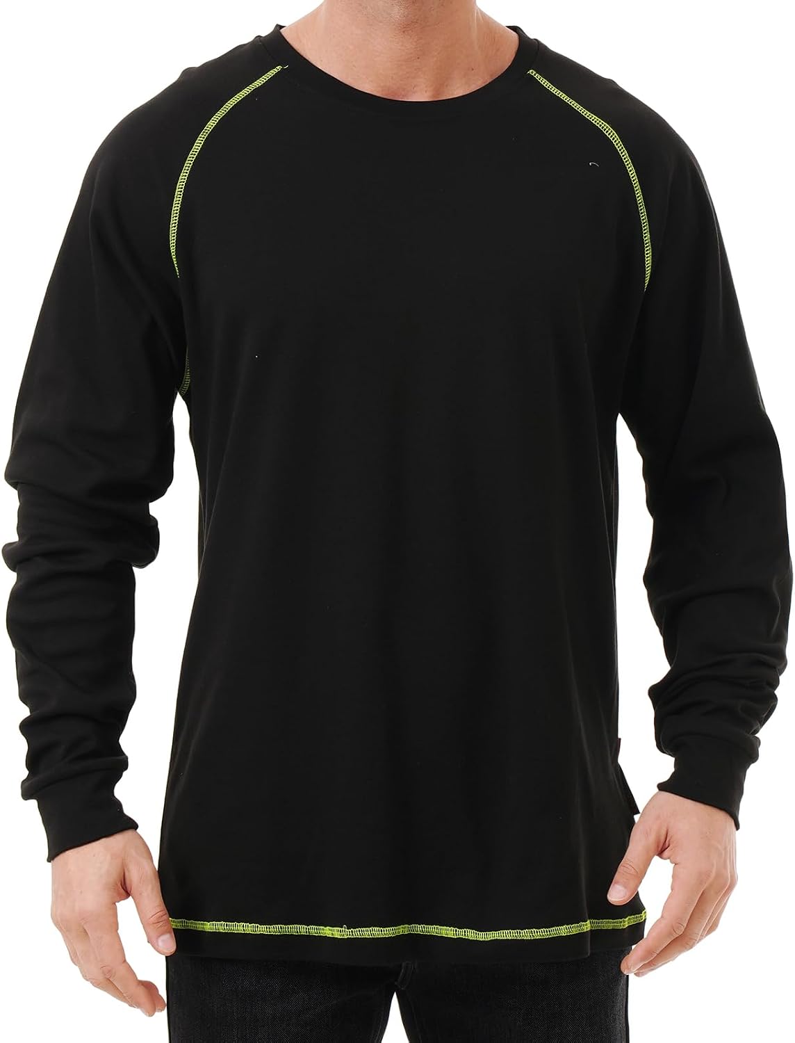 FR Shirts for Men, Hi Vis Flame Resistant 6 oz Long Sleeve Welding Shirt - Black
