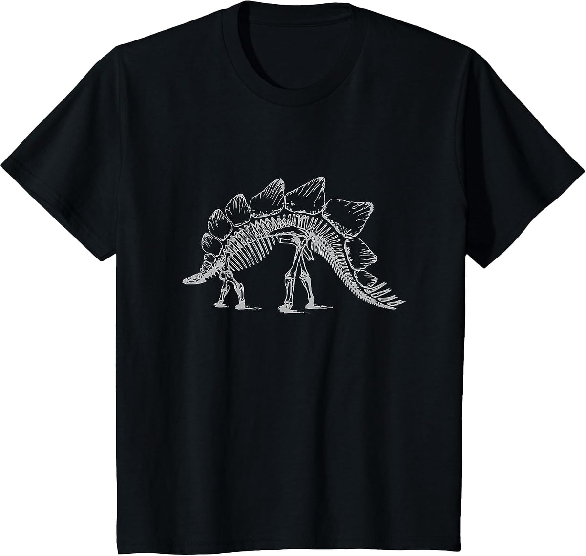 Stegosaurus Dinosaur Skeleton T-Shirt Fossil Dino Bones Tee T-Shirt - Black