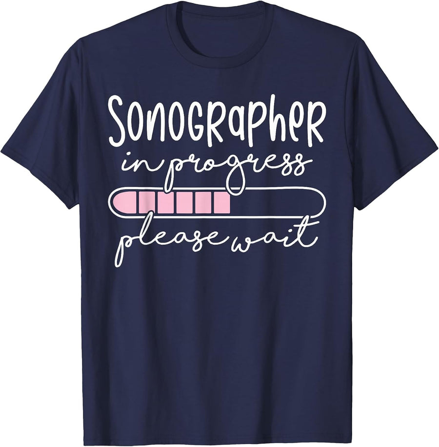 Future Sonographer in Progress Funny Sonography Student T-Shirt - Navy Blue