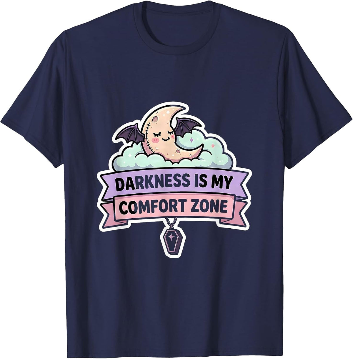 Darkness Is My Comfort Zone Halloween Design T-Shirt - Navy Blue
