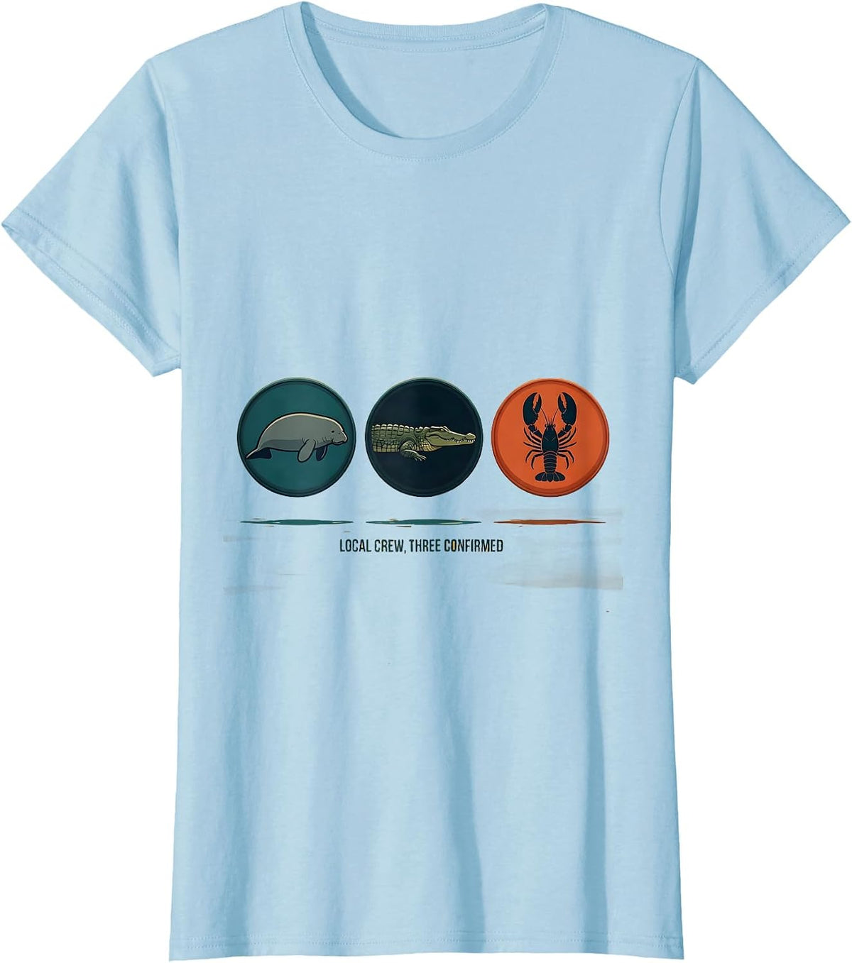 Women's Local Crew Three Confirmed Vintage Florida Manatee Alligator T-Shirt - Baby Blue